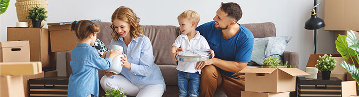 young family moving into a new house